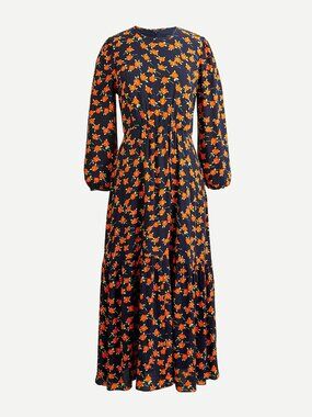 J. Crew Black Dress with Rose Print